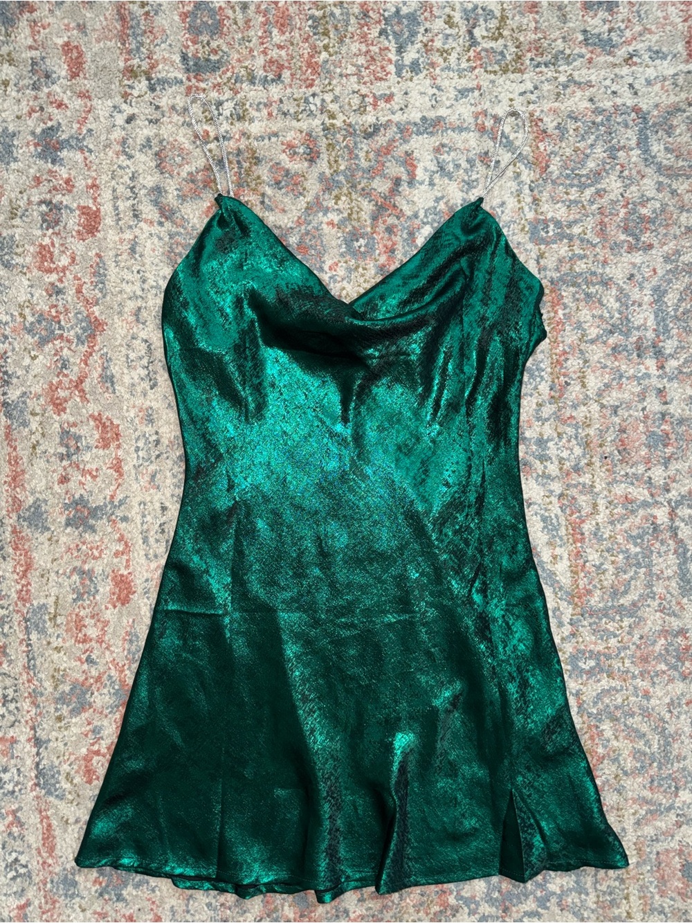 Green Cowl Neck Mini Dress